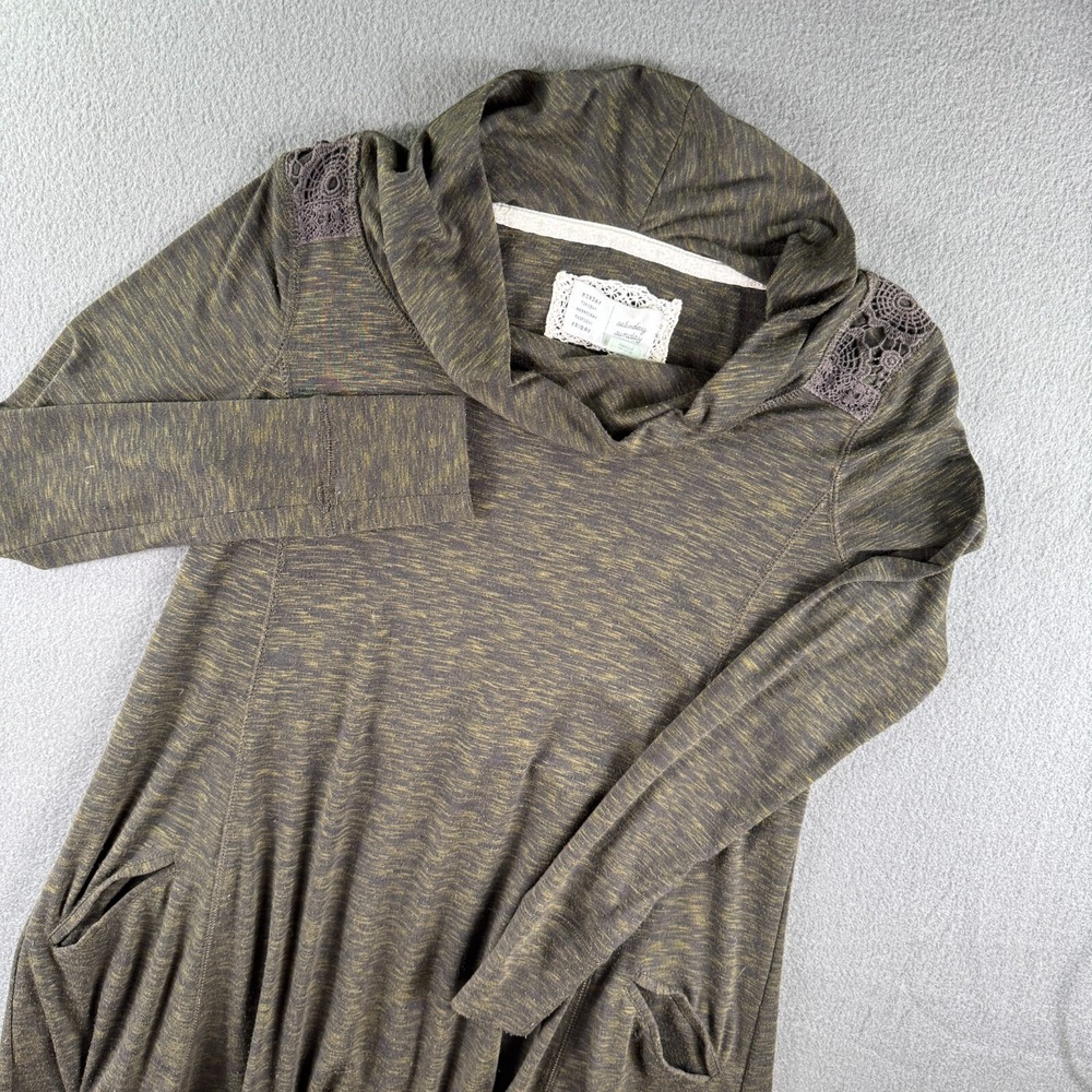 Anthropologie Saturday Sunday Dress Women XS Green Cowl Boho Cottage Midi Shift‎ - Picture 10 of 13